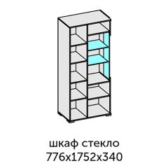 Аллегро-10 Шкаф 2дв. (со стеклом) (дуб крафт золотой-камень темный) в Дегтярске - degtyarsk.mebel24.online | фото 2