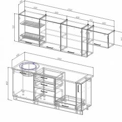 Кухонный гарнитур Антрацит 2550 (Стол. 26мм) в Дегтярске - degtyarsk.mebel24.online | фото 2