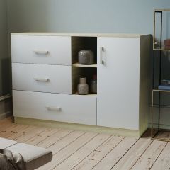 Комод К-3.1 (Дуб сонома/Белый жемчуг) в Дегтярске - degtyarsk.mebel24.online | фото 2