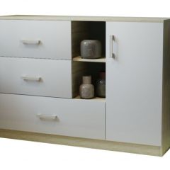 Комод К-3.1 (Дуб сонома/Белый жемчуг) в Дегтярске - degtyarsk.mebel24.online | фото