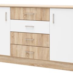 БЕАТРИС Комод К1400 (Дуб Сонома/Белый глянец) в Дегтярске - degtyarsk.mebel24.online | фото