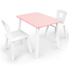 Комплект детской мебели стол и два стула Корона  (Розовый/Белый/Белый) в Дегтярске - degtyarsk.mebel24.online | фото