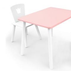 Комплект детской мебели стол и стул Корона (Розовый/Белый/Белый) в Дегтярске - degtyarsk.mebel24.online | фото 1