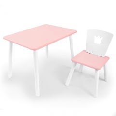 Комплект детской мебели стол и стул Корона (Розовый/Розовый/Белый) в Дегтярске - degtyarsk.mebel24.online | фото