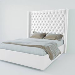 Кровать Версаль ЛЮКС с ПМ 900 (экокожа белая) в Дегтярске - degtyarsk.mebel24.online | фото
