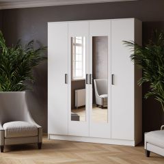 ЛАРС Шкаф комбинированный 1,6 с зеркалом Белый в Дегтярске - degtyarsk.mebel24.online | фото