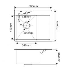 Мойка HD5851L MELANA ProfLine 3,0/200 САТИН врезная прямоугольная с коландером HD5851L в Дегтярске - degtyarsk.mebel24.online | фото 2