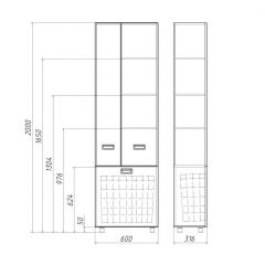 Пенал напольный Cube 60 без ящика с корзиной для белья Домино (DC5014P) в Дегтярске - degtyarsk.mebel24.online | фото 3