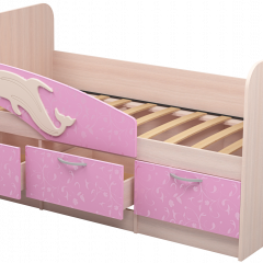 Кровать Дельфин 1,6 (Дуб молочный/фасад - Ламарти розовый) в Дегтярске - degtyarsk.mebel24.online | фото
