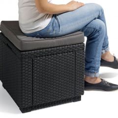 Пуфик Куб с подушкой (Cube with cushion) графит - прохладный серый в Дегтярске - degtyarsk.mebel24.online | фото 2