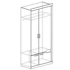 Шкаф для платья и белья 2-дв № 318 Ронда в Дегтярске - degtyarsk.mebel24.online | фото 2