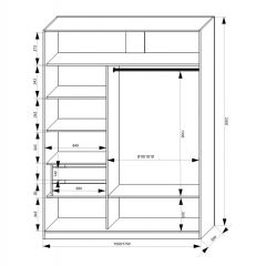 Шкаф-купе 1500 серии NEW CLASSIC K2+K2+B2+PL2(2 ящика+1 штанга+1 полка) профиль «Капучино» в Дегтярске - degtyarsk.mebel24.online | фото 3