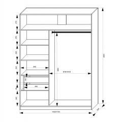 Шкаф-купе 1500 серии NEW CLASSIC K3+K3+B2+PL1 (2 ящика+1 штанга) профиль «Капучино» в Дегтярске - degtyarsk.mebel24.online | фото 3