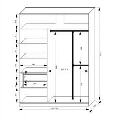 Шкаф-купе 1500 серии NEW CLASSIC K4+K4+B2+PL4 (2 ящика+F обр. штанга) профиль «Капучино» в Дегтярске - degtyarsk.mebel24.online | фото 3