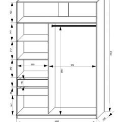 Шкаф-купе 1600 серии SOFT D1+D3+B2+PL1 (2 ящика+1штанга) профиль «Графит» в Дегтярске - degtyarsk.mebel24.online | фото 4