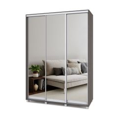 РОЛАНД Шкаф-купе с зеркалами Анкор темный (450*1600) Р463 в Дегтярске - degtyarsk.mebel24.online | фото 2