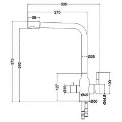 Смеситель д/кухни MELANA-F610304 Stello нерж.сталь, с переключателем на фильтр, однорычажный, сатин в Дегтярске - degtyarsk.mebel24.online | фото 4