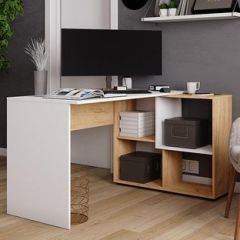 Стол компьютерный угловой СКМУ-4 Белый/Дуб крафт золотой в Дегтярске - degtyarsk.mebel24.online | фото