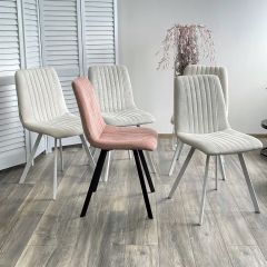 Стул ELVIS WZ2042-01 молочный фактурный велюр / белый каркас М-City в Дегтярске - degtyarsk.mebel24.online | фото 2
