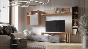 ДАЛЛАС Гостиная (модульная) цемент темный в Дегтярске - degtyarsk.mebel24.online | фото