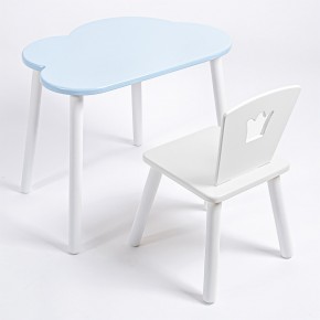 Комплект детский стол ОБЛАЧКО и стул КОРОНА ROLTI Baby (голубая  столешница/белое сиденье/белые ножки) в Дегтярске - degtyarsk.mebel24.online | фото