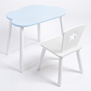 Комплект детский стол ОБЛАЧКО и стул ЗВЕЗДА ROLTI Baby (голубая столешница/белое сиденье/белые ножки) в Дегтярске - degtyarsk.mebel24.online | фото