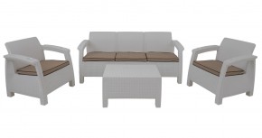 Комплект уличной мебели Yalta Premium Terrace Triple Set (Ялта) белый (+подушки под спину) в Дегтярске - degtyarsk.mebel24.online | фото
