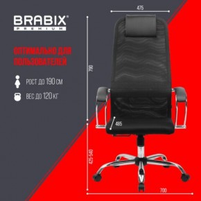 Кресло BRABIX PREMIUM "Ultimate EX-800" хром, плотная двойная сетка Х2, черное, 532911 в Дегтярске - degtyarsk.mebel24.online | фото 6