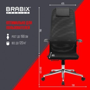 Кресло BRABIX PREMIUM "Ultimate EX-801" хром, плотная двойная сетка Х2, черное, 532917 в Дегтярске - degtyarsk.mebel24.online | фото 7