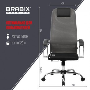 Кресло офисное BRABIX PREMIUM "Ultimate EX-800" хром, плотная двойная сетка Х2, черное/серое, 532912 в Дегтярске - degtyarsk.mebel24.online | фото 3