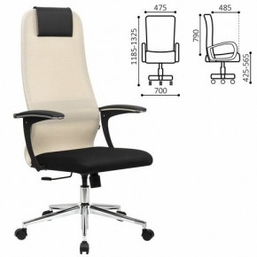 Кресло офисное BRABIX PREMIUM "Ultimate EX-801" хром, плотная двойная сетка Х2, черное/бежевое, 532919 в Дегтярске - degtyarsk.mebel24.online | фото 1