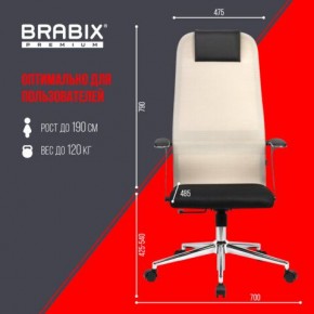 Кресло офисное BRABIX PREMIUM "Ultimate EX-801" хром, плотная двойная сетка Х2, черное/бежевое, 532919 в Дегтярске - degtyarsk.mebel24.online | фото 6