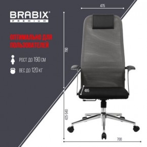 Кресло офисное BRABIX PREMIUM "Ultimate EX-801" хром, плотная двойная сетка Х2, черное/серое, 532918 в Дегтярске - degtyarsk.mebel24.online | фото 5