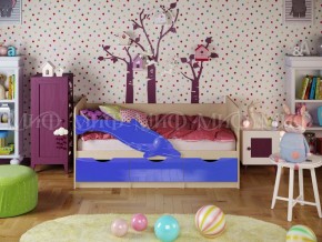Кровать Дельфин-1 800*1600 (Синий металлик/дуб крафт белый) в Дегтярске - degtyarsk.mebel24.online | фото