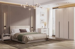 Кровать двойная №4 с основанием (Бежевый) в Дегтярске - degtyarsk.mebel24.online | фото 3