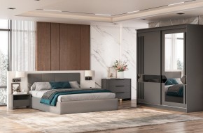 Кровать двойная №4 с основанием (Серый) в Дегтярске - degtyarsk.mebel24.online | фото 3