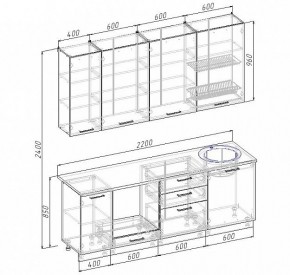 Кухонный гарнитур Антрацит 2200 (Стол. 26мм) в Дегтярске - degtyarsk.mebel24.online | фото 3