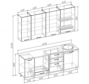 Кухонный гарнитур Дели 2200 (Стол. 26мм) в Дегтярске - degtyarsk.mebel24.online | фото 2