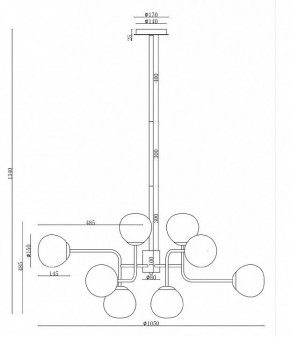 Люстра на штанге Maytoni Erich MOD221-PL-12-G в Дегтярске - degtyarsk.mebel24.online | фото 3