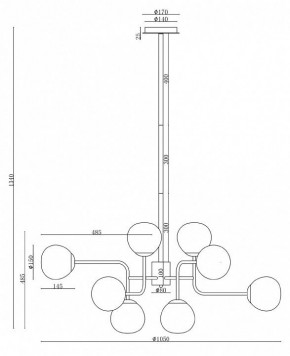 Люстра на штанге Maytoni Erich MOD221-PL-12-N в Дегтярске - degtyarsk.mebel24.online | фото 3