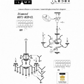 Подвесная люстра iLamp Diamond 6071-8 CR+CL в Дегтярске - degtyarsk.mebel24.online | фото 2