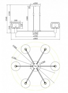 Подвесная люстра Maytoni Vision MOD411PL-06G в Дегтярске - degtyarsk.mebel24.online | фото 6