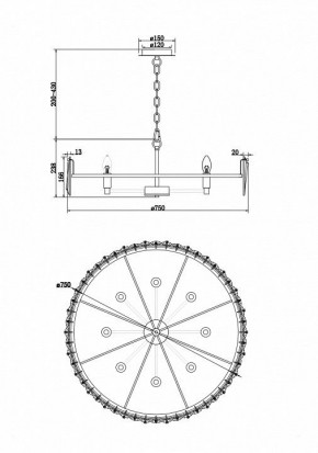 Подвесной светильник Maytoni Puntes MOD043PL-08CH в Дегтярске - degtyarsk.mebel24.online | фото 4