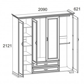 Шкаф 4D2S Z, TIFFANY, цвет вудлайн кремовый в Дегтярске - degtyarsk.mebel24.online | фото 1