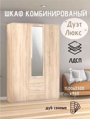 Шкаф комбинированный Дуэт Люкс с зеркалом в Дегтярске - degtyarsk.mebel24.online | фото 1