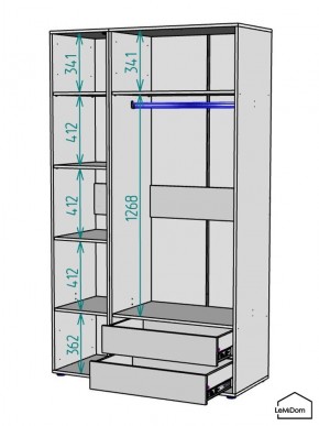 Шкаф Linnea MHR-3-2 2050х1200х510 (Белый-М 11.1.2) в Дегтярске - degtyarsk.mebel24.online | фото 3