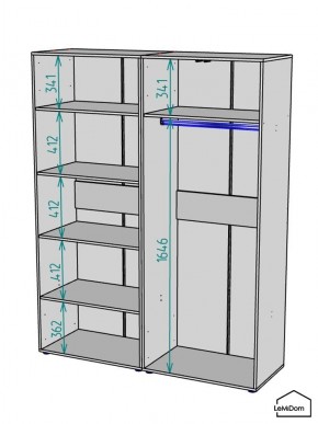 Шкаф Linnea MHR-4-1 2050х1600х510 (Графит-М 11.1.25) в Дегтярске - degtyarsk.mebel24.online | фото 3
