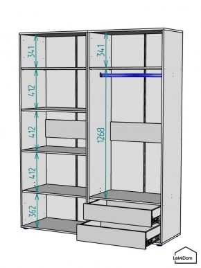 Шкаф Linnea MHR-4-2 2050х1600х510 (Белый-М 11.1.2) в Дегтярске - degtyarsk.mebel24.online | фото 3