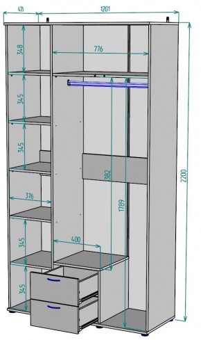 Шкаф Ольга H54 в Дегтярске - degtyarsk.mebel24.online | фото 2