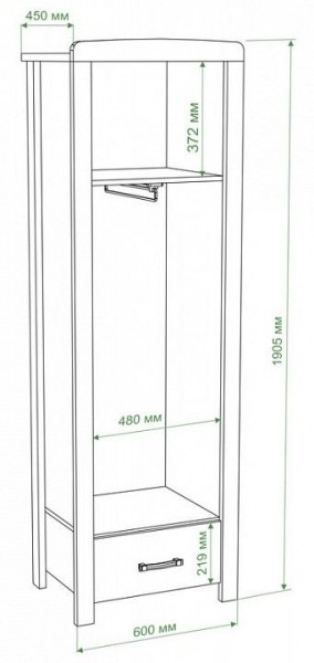 Шкаф платяной Бартоло Ш1Д в Дегтярске - degtyarsk.mebel24.online | фото 2